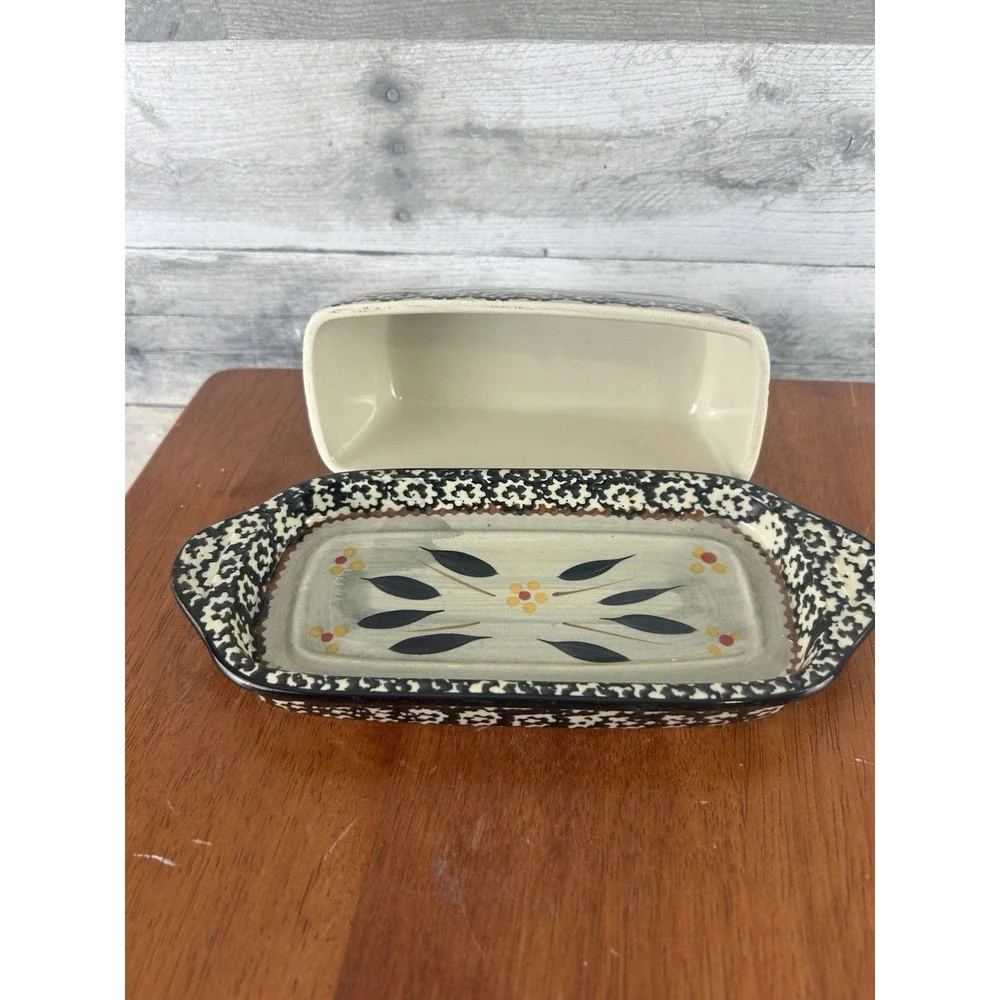 Temptations by Tara Ceramic Old World Black Butter Tray